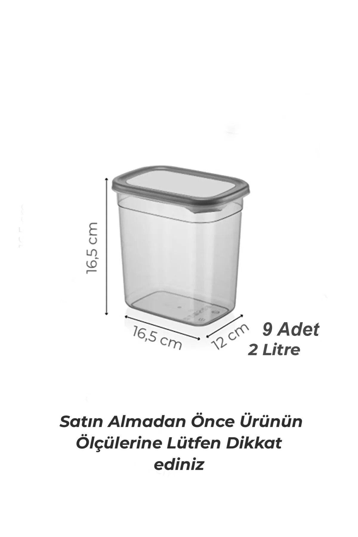Antrasit Moly Dikdörtgen Saklama Kabı Seti 2000ml