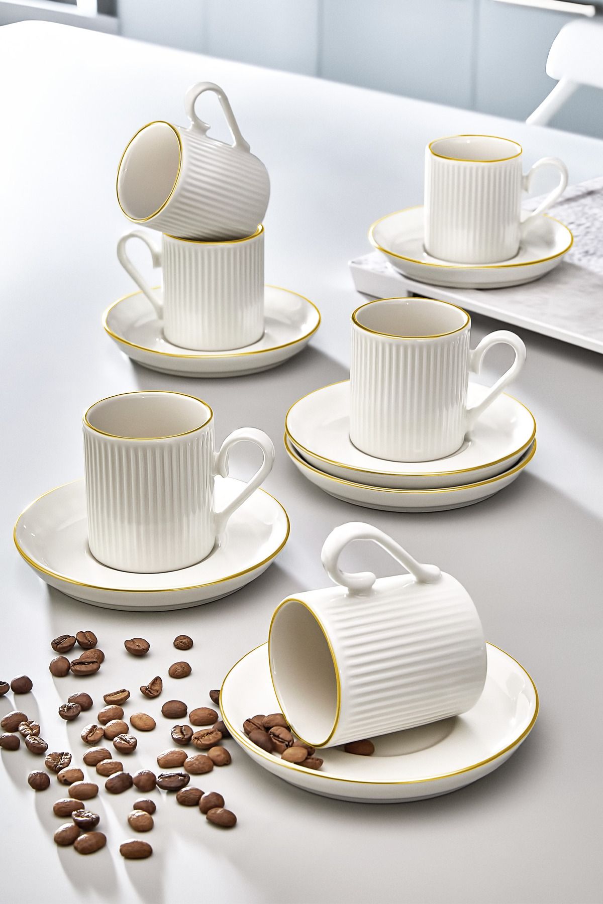 طقم فناجين قهوة مزين بشكل كرز - 12 قطعه - 100 مل 